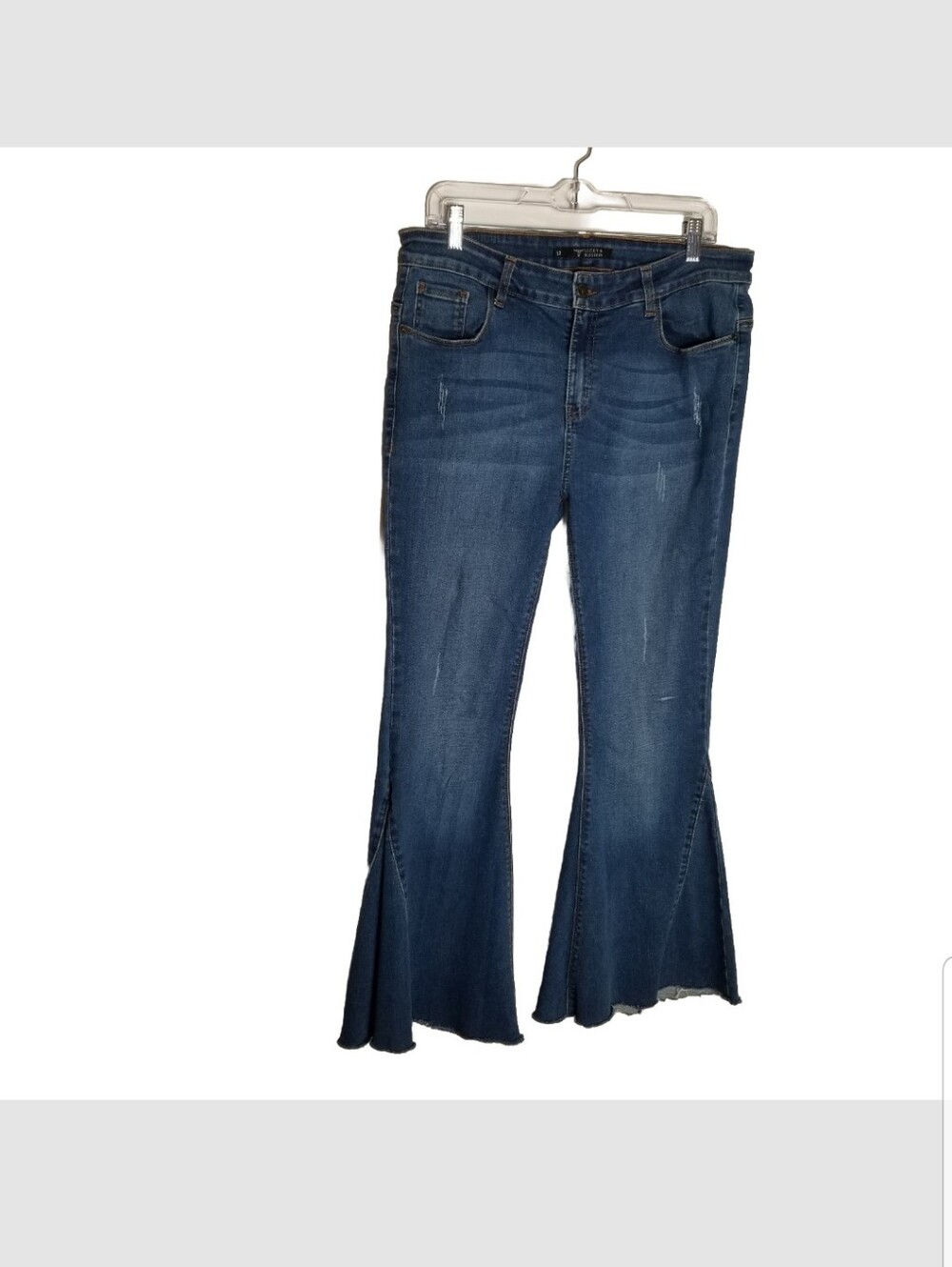 Lucky & Blessed Jeans Women's 12 Blue Denim Bell Bottom Flare Raw Hem